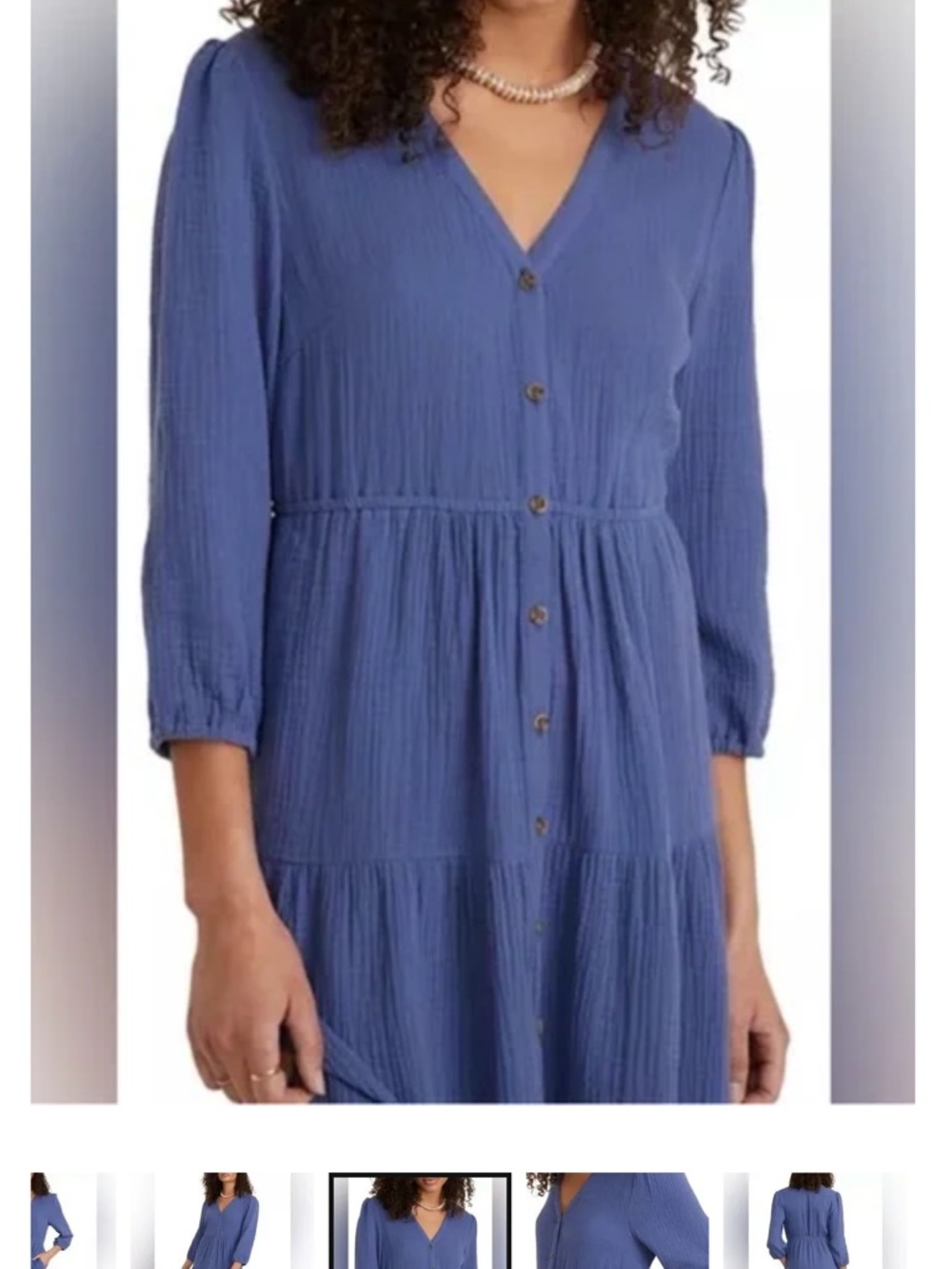 Marine Layer Periwinkle Button-Front Tiered Midi Dress - Picture 5 of 12